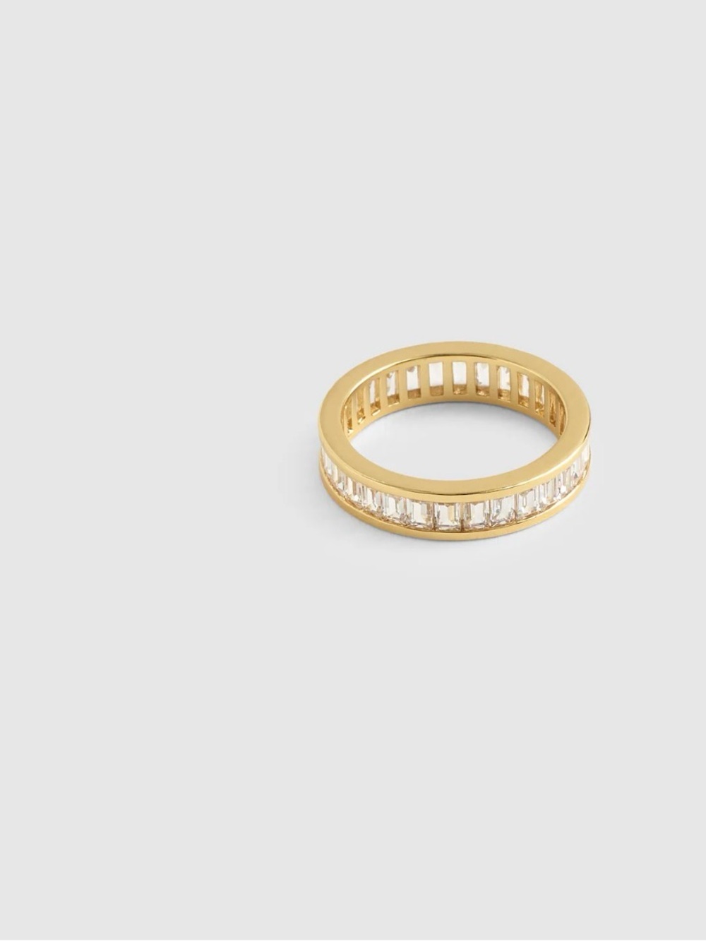 Madewell Gold Crystal Baguette Eternity Ring Band - Women Jewelry
